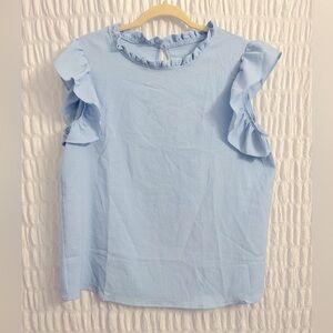 “XL” LIGHT BLUE BLOUSE. Fits better for a large.